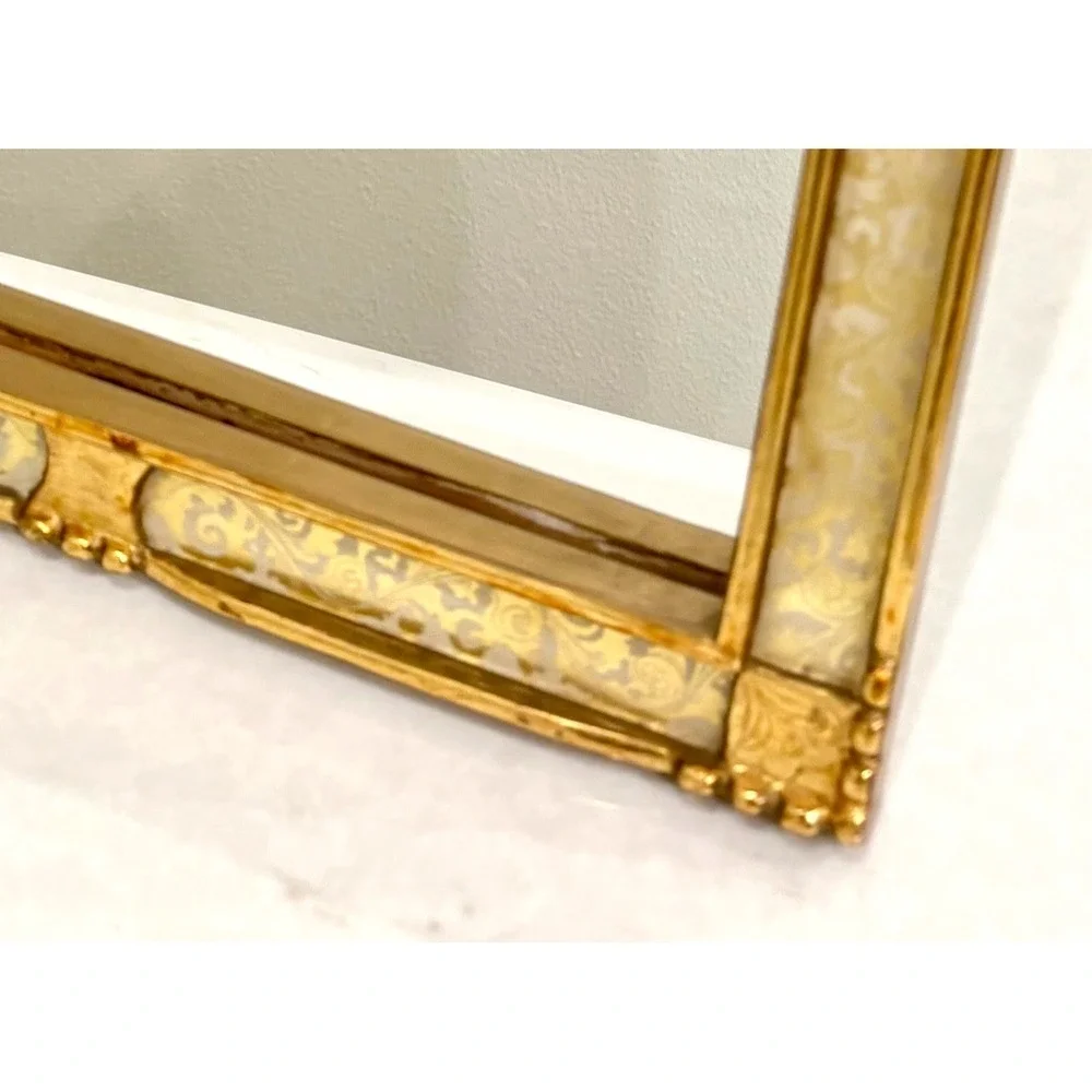 Ornate Gold Gilted Frame With Etched Glass Border. 16x13x1  Baroque Inspired Vtg